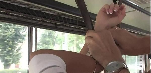  Brunette suck and fuck in public bus